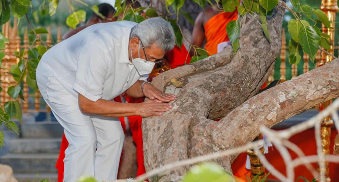 ජනපති ජය ශ්‍රී මහා බෝධීන් වැඳ පුදාගෙන ආශිර්වාද ලබාගනී [PHOTOS]